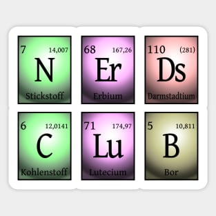 nerds club in chemical elements Sticker